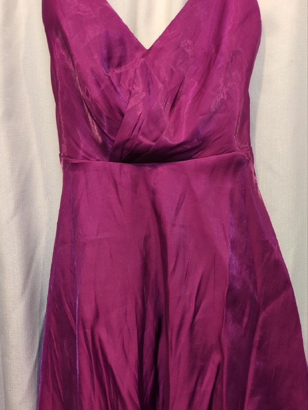 Fashion Nova Magenta Satin Holographic V-Neck Double Strap Mini Dress NWT - Picture 10 of 11